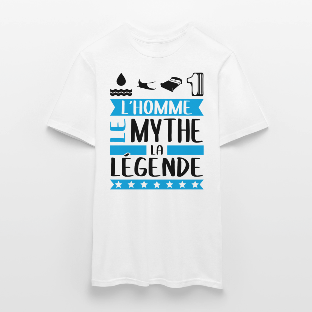 T-shirt homme coloris clair Aurélien rébus – L’homme, le mythe, la légende - blanc