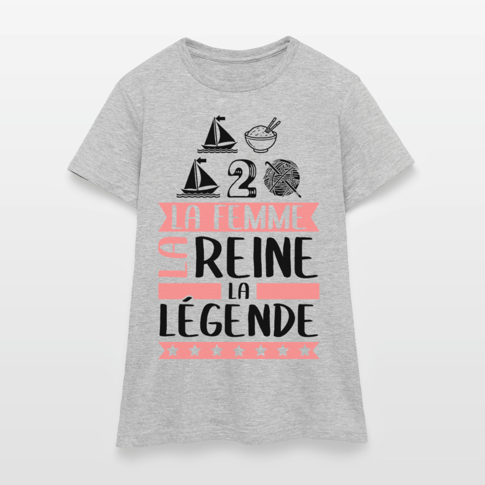 T-shirt femme coloris clair Marie-Madeleine rébus – La Femme, la reine, la légende - gris chiné