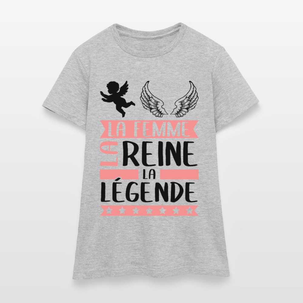 T-shirt femme coloris clair Angèle rébus – La femme, la reine, la légende - gris chiné