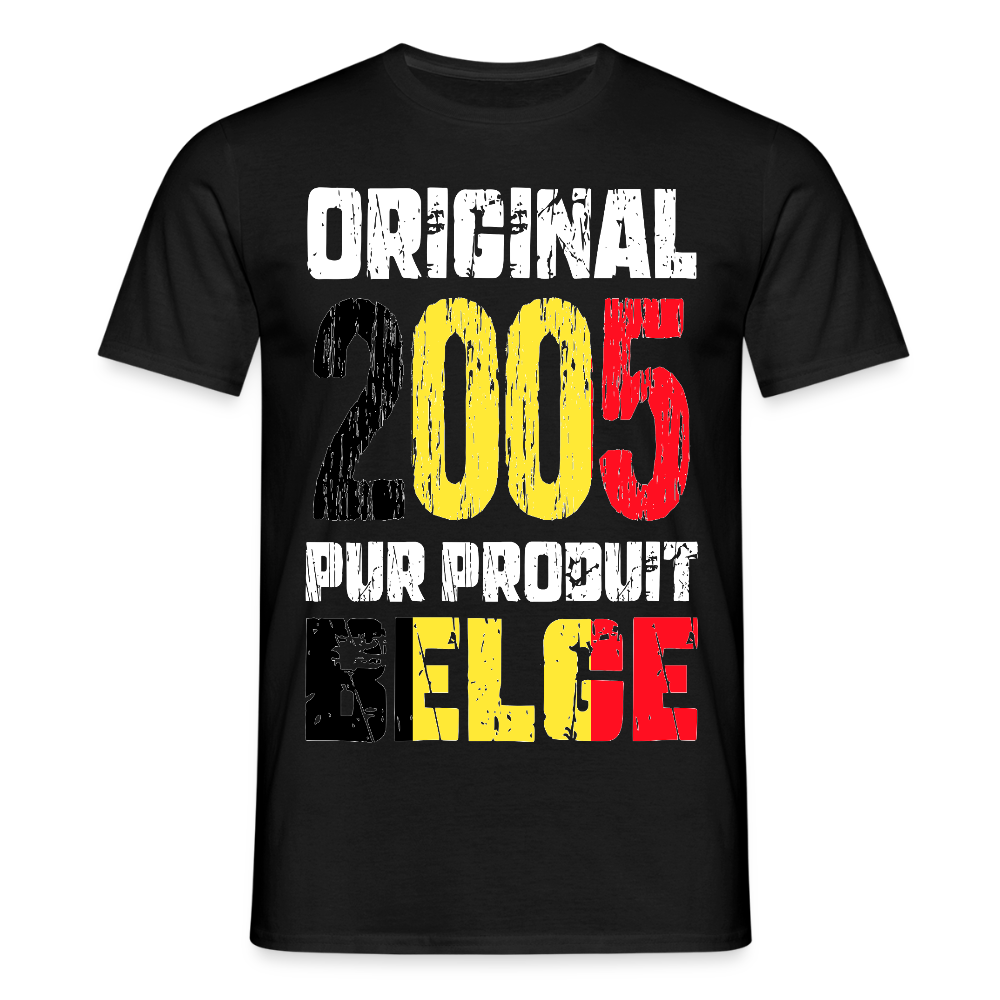 T-shirt Homme - Anniversaire 20 Ans - Original 2005 - Pur produit Belge - noir