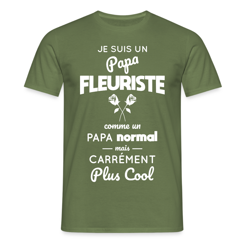 T-shirt Homme - Papa fleuriste plus cool - vert militaire