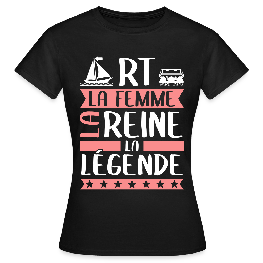 T-shirt femme Marthe rébus – La femme, la reine, la légende - noir
