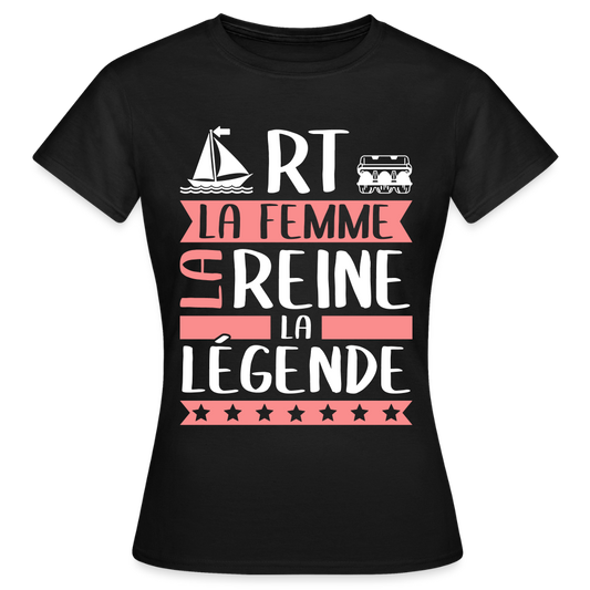 T-shirt femme Marthe rébus – La femme, la reine, la légende - noir