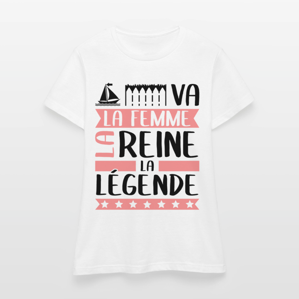 T-shirt femme coloris clair Maëva rébus – La Femme, la reine, la légende - blanc