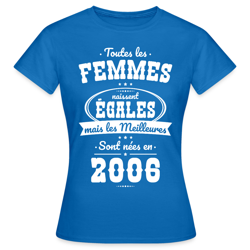 T-shirt anniversaire femme 20 ans – Les meilleures sont nées en 2006 - bleu royal