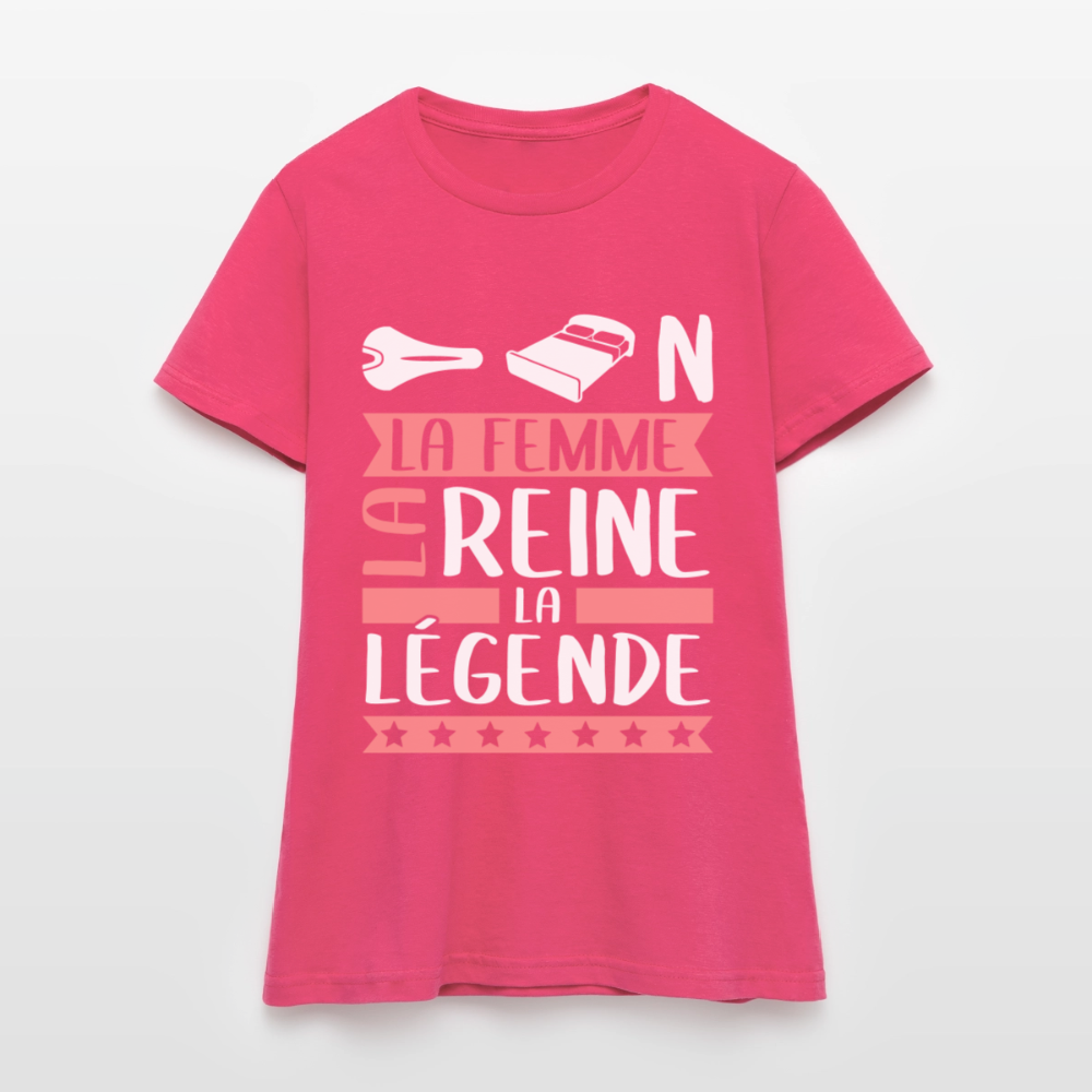 T-shirt femme Céline rébus – La femme, la reine, la légende - rose azalée