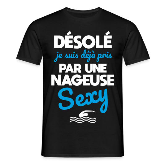 T-shirt Homme - Je suis pris par une nageuse sexy - noir