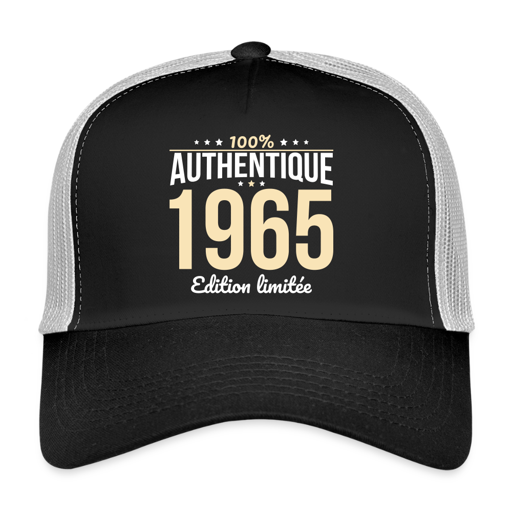 Casquette Trucker - Anniversaire 60 Ans - 100% Authentique 1965 - noir/gris pierre