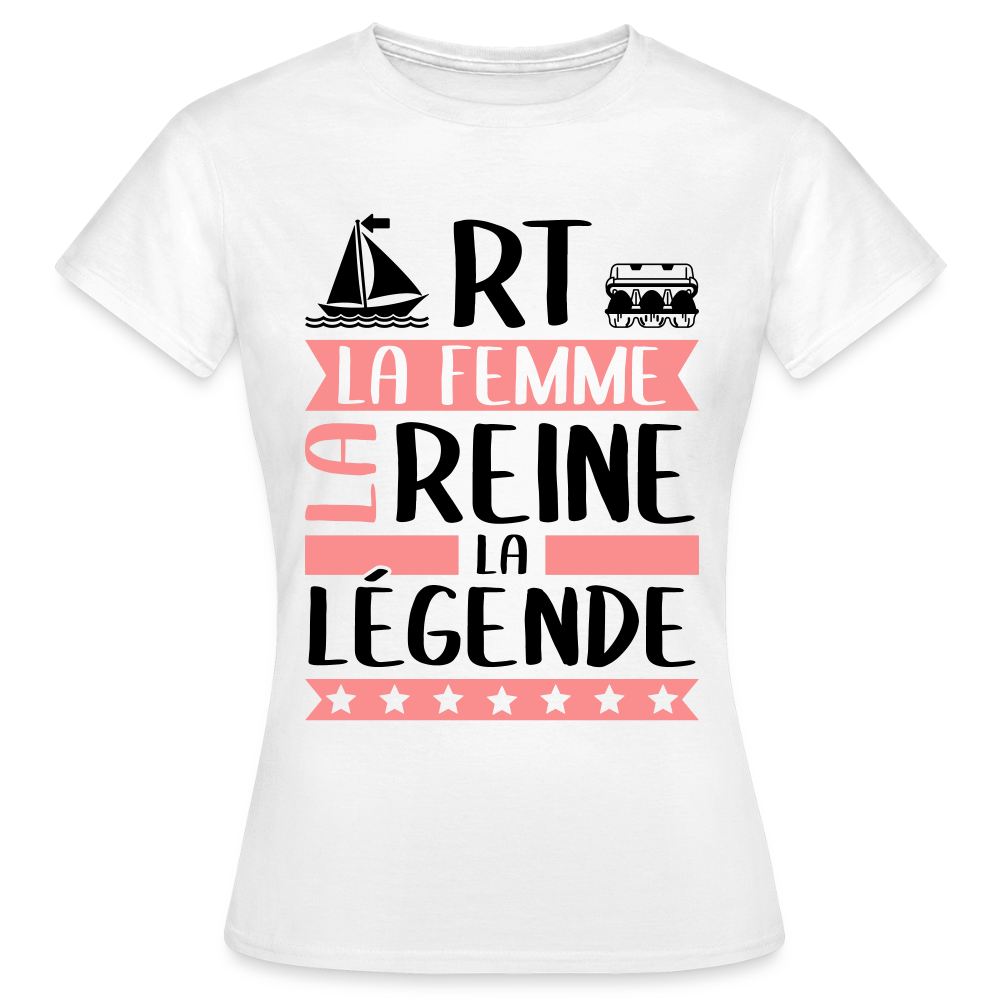 T-shirt femme coloris clair Marthe rébus – La Femme, la reine, la légende - blanc