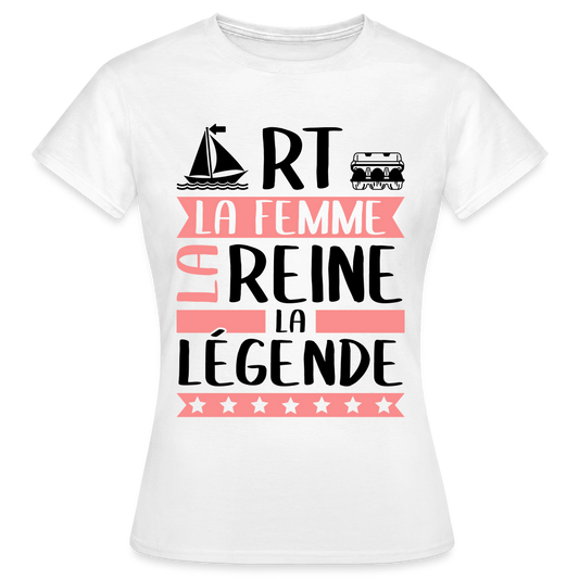 T-shirt femme coloris clair Marthe rébus – La Femme, la reine, la légende - blanc