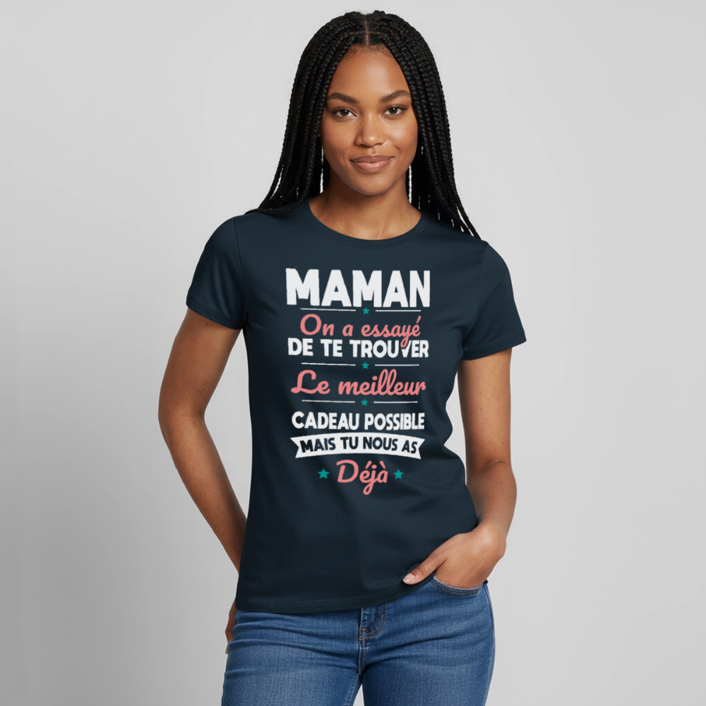 T-shirt femme maman humour - Cadeau original fête des mères - marine