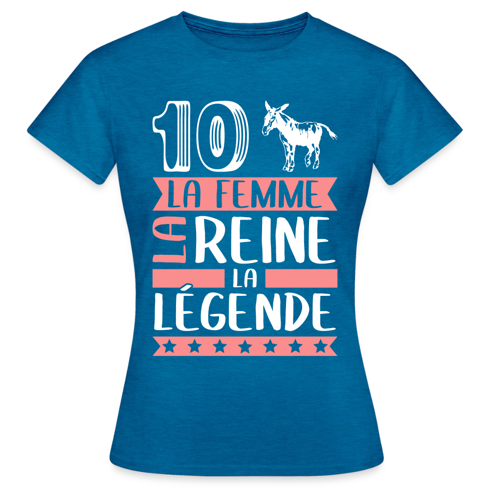 T-shirt femme Diane rébus – La femme, la reine, la légende - bleu saphir antique chiné