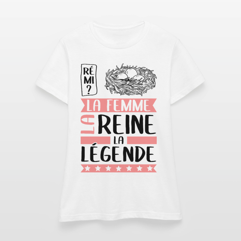 T-shirt femme coloris clair Fanny rébus – La femme, la reine, la légende - blanc