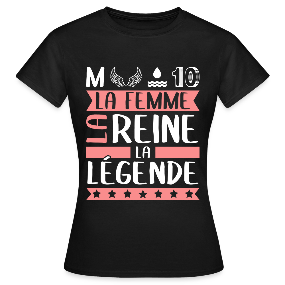 T-shirt femme Mélodie rébus – La femme, la reine, la légende - noir