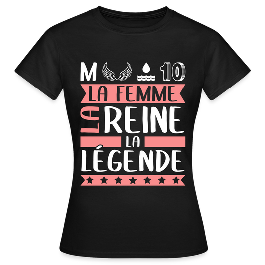 T-shirt femme Mélodie rébus – La femme, la reine, la légende - noir