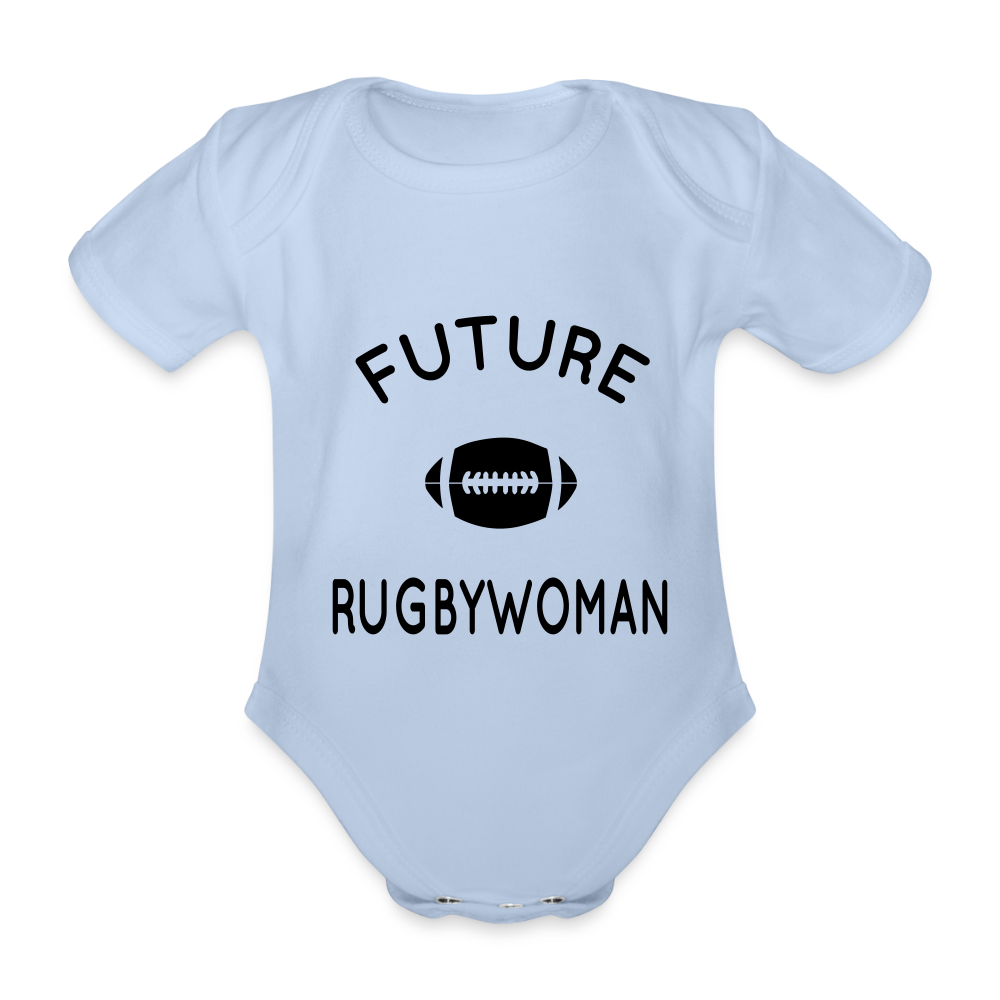 Body Bébé bio manches courtes - Future rugbywoman - ciel