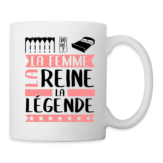 Mug blanc Emilie rébus – La femme, la reine, la légende - blanc