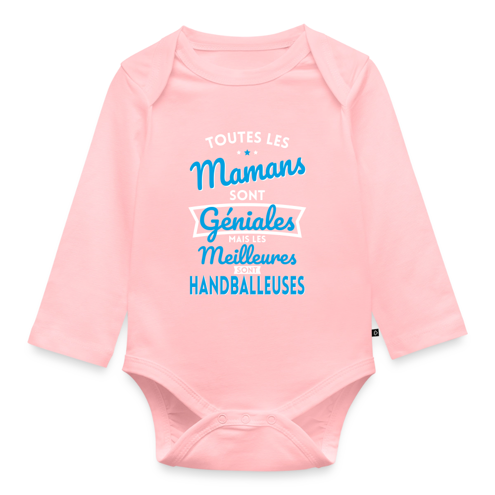 Body Bébé bio manches longues - Mamans  géniales - Les meilleures sont handballeuses - rose