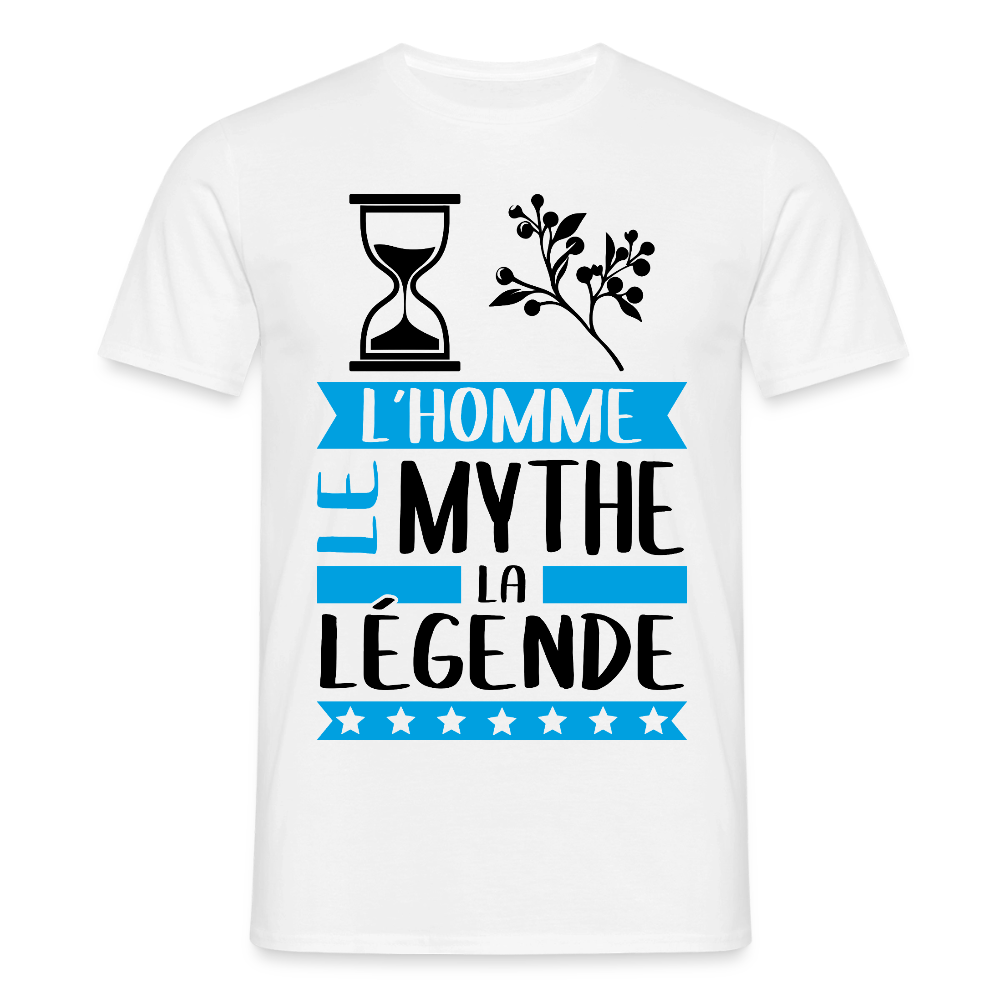T-shirt homme coloris clair Tanguy en rébus – L’homme, le mythe, la légende - blanc