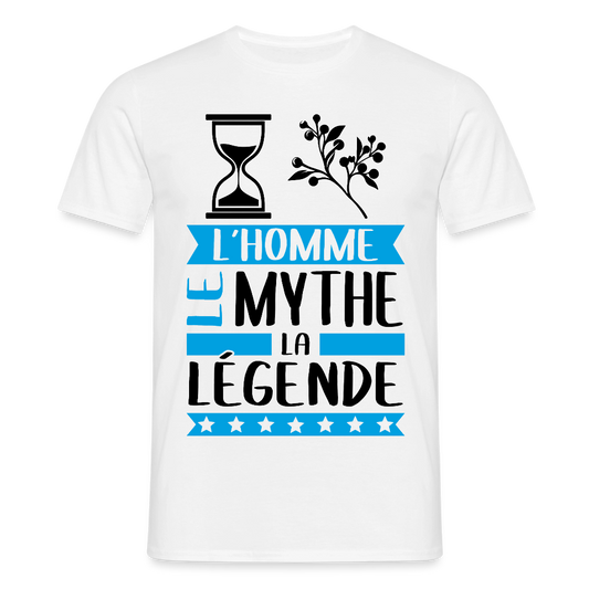 T-shirt homme coloris clair Tanguy en rébus – L’homme, le mythe, la légende - blanc