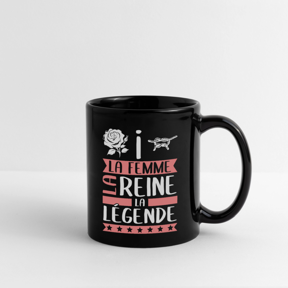 Mug uni Rosine rébus – La femme, la reine, la légende - noir