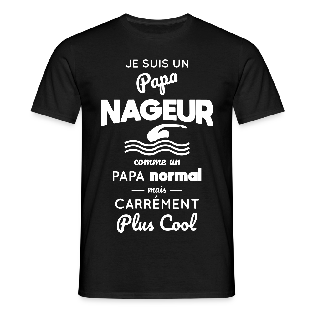 T-shirt Homme - Papa nageur plus cool - noir