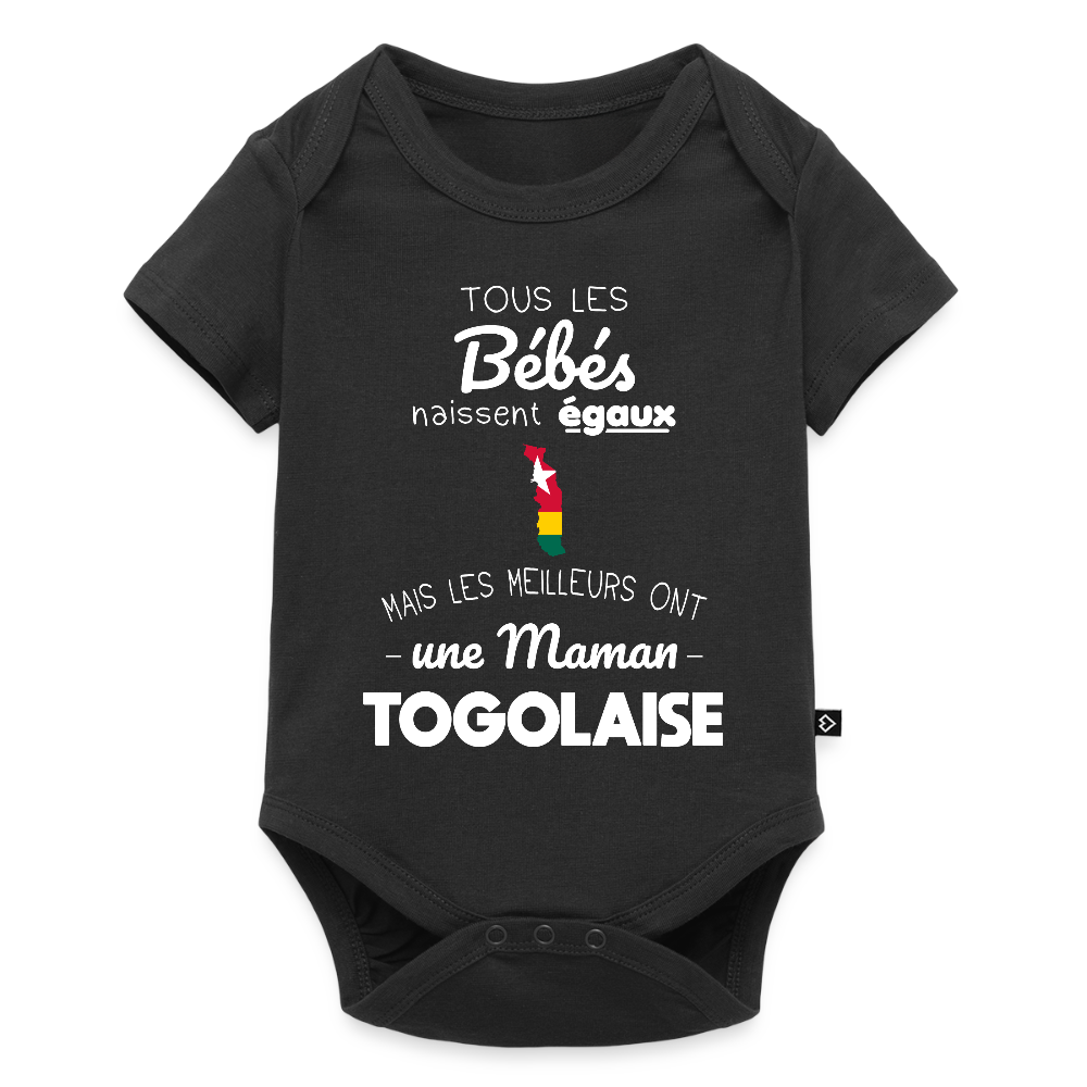 Body Bébé bio manches courtes - Les Meilleurs Ont Une Maman Togolaise - noir