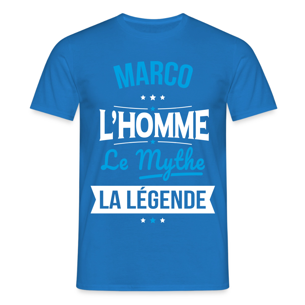 T-shirt Marco l’homme le mythe la légende – Cadeau original homme - bleu royal