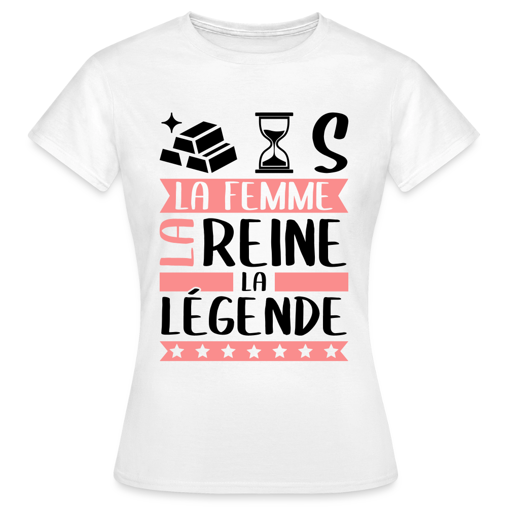 T-shirt femme coloris clair Hortense rébus – La femme, la reine, la légende - blanc