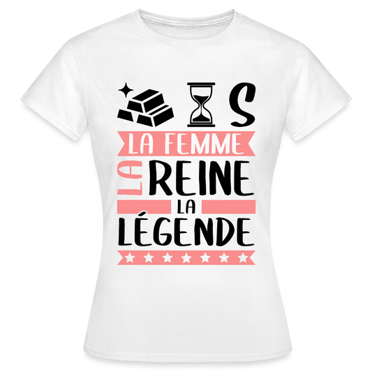 T-shirt femme coloris clair Hortense rébus – La femme, la reine, la légende - blanc