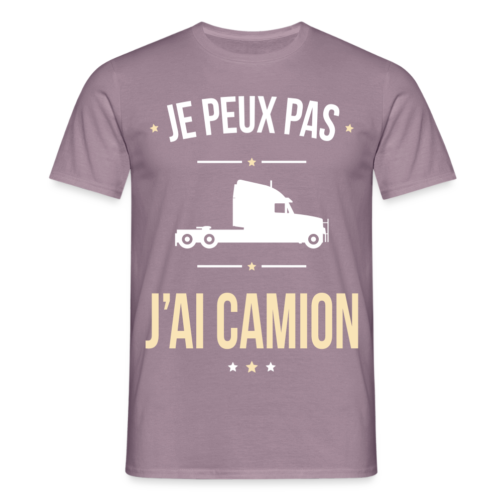 T-shirt Homme - Je peux pas j'ai Camion - mauve gris 