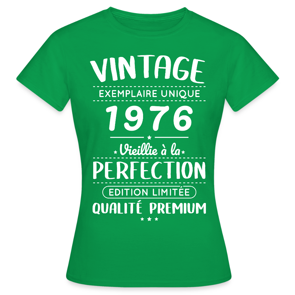 T-shirt anniversaire femme 50 ans – Vintage 1976 – Perfection - vert