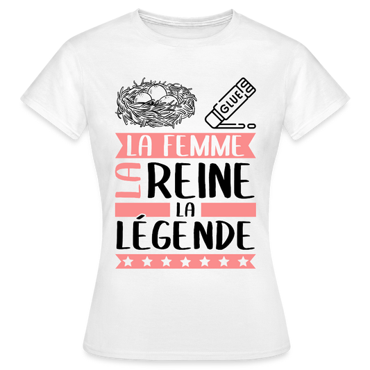 T-shirt femme coloris clair Nicole rébus – La femme, la reine, la légende - blanc