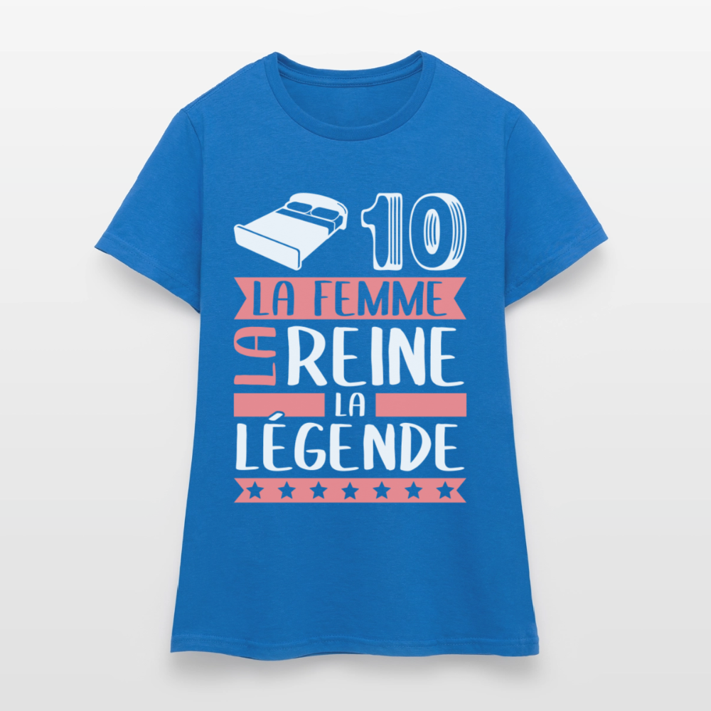 T-shirt femme Lydie rébus – La femme, la reine, la légende - bleu royal