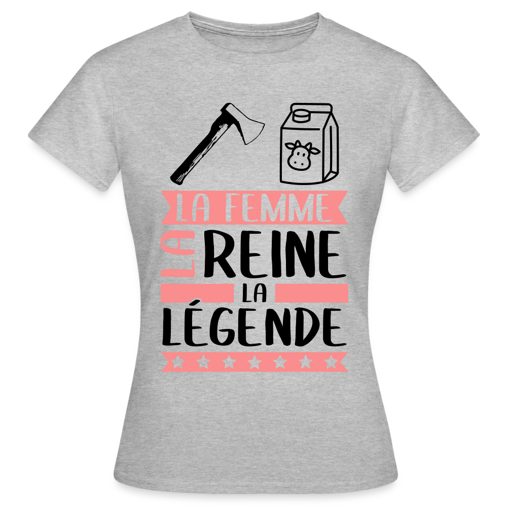 T-shirt femme coloris clair Ashley rébus – La femme, la reine, la légende - gris chiné