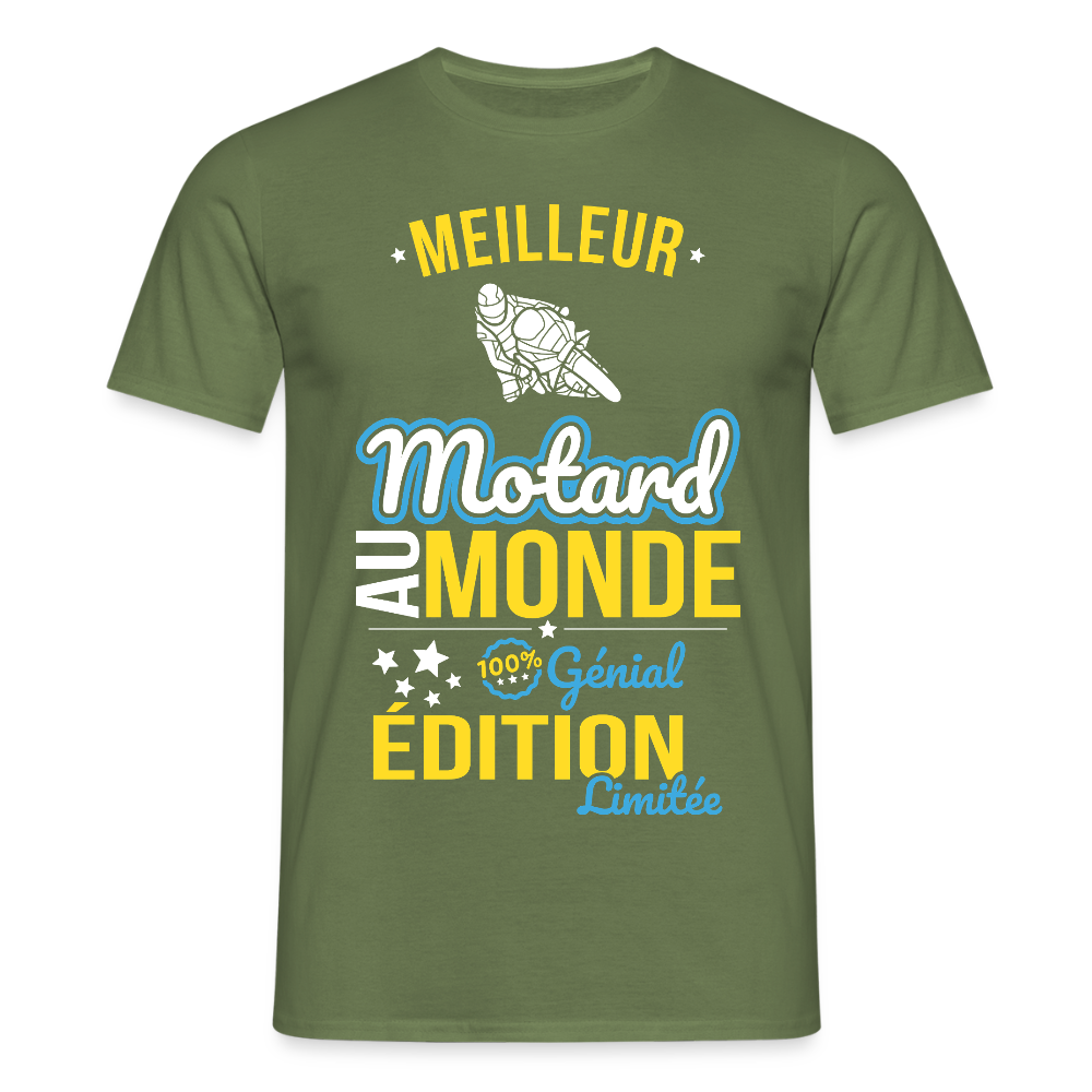 T-shirt Homme - Meilleur Motard au monde - 100% génial - vert militaire
