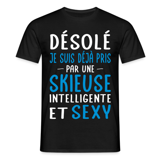 T-shirt Homme - Je suis pris par une skieuse intelligente et sexy - noir