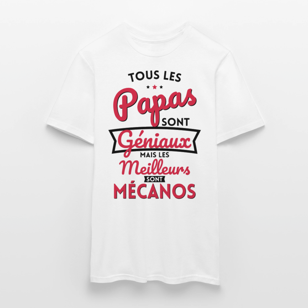 T-shirt Homme - Papas géniaux - Les meilleurs sont mécanos - blanc
