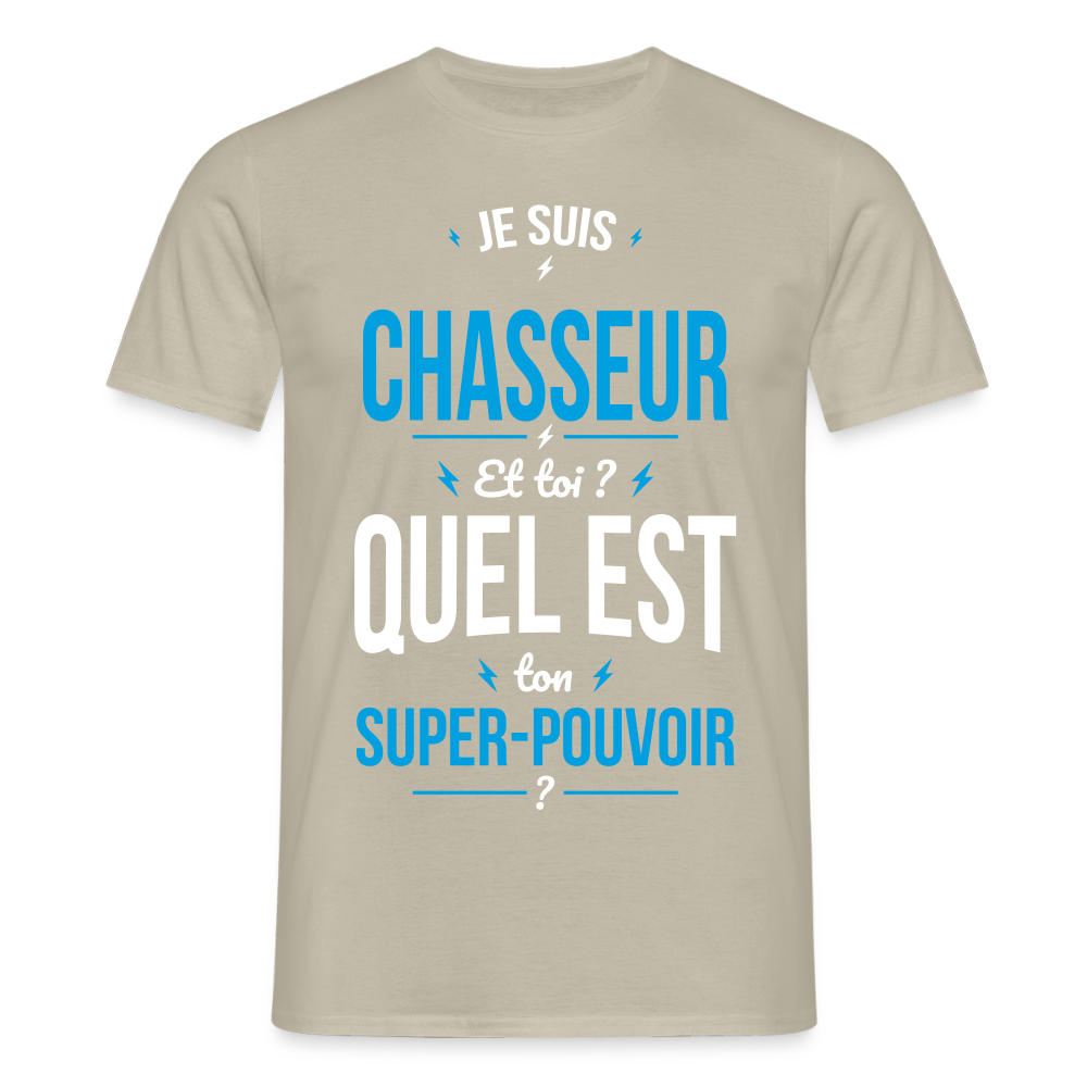 T-shirt Homme - Je suis chasseur - Super-pouvoir - beige sable