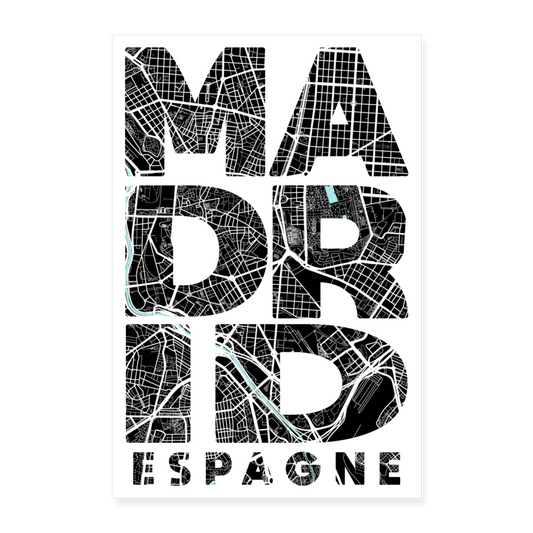 Poster Madrid - Plan Madrid - 40 x 60 cm - blanc