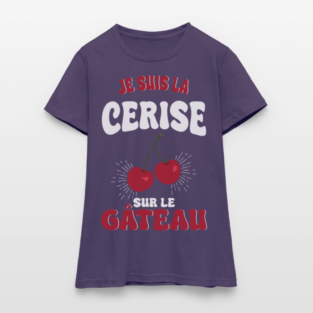 T-shirt Femme - Je suis la cerise sur le gâteau - violet foncé