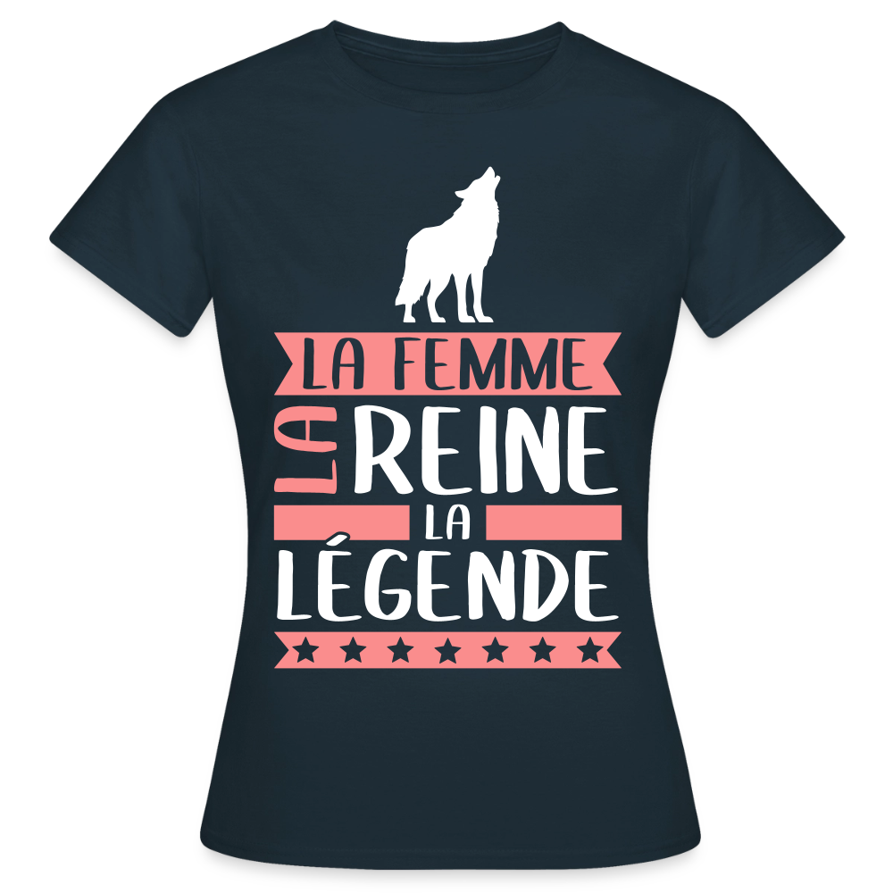 T-shirt femme Lou rébus – La femme, la reine, la légende - marine