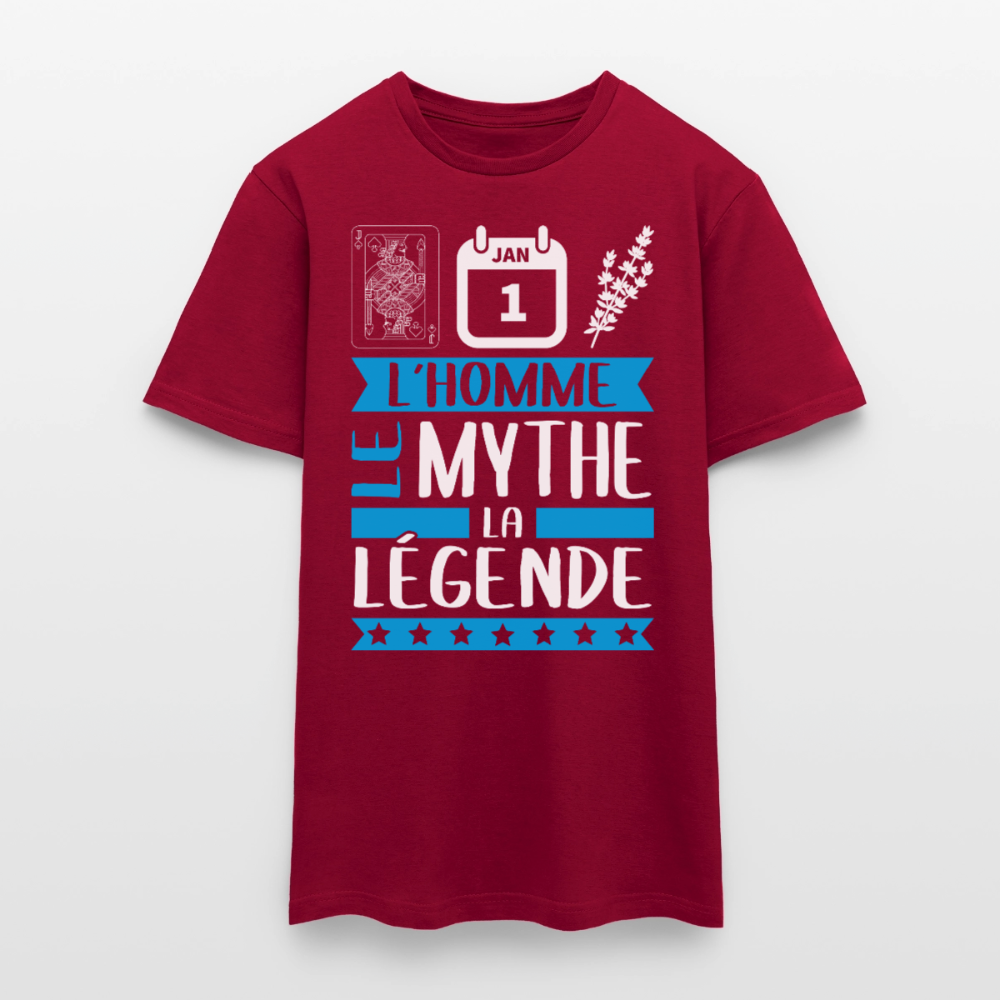 T-shirt homme Valentin rébus – L’homme, le mythe, la légende - rouge brique