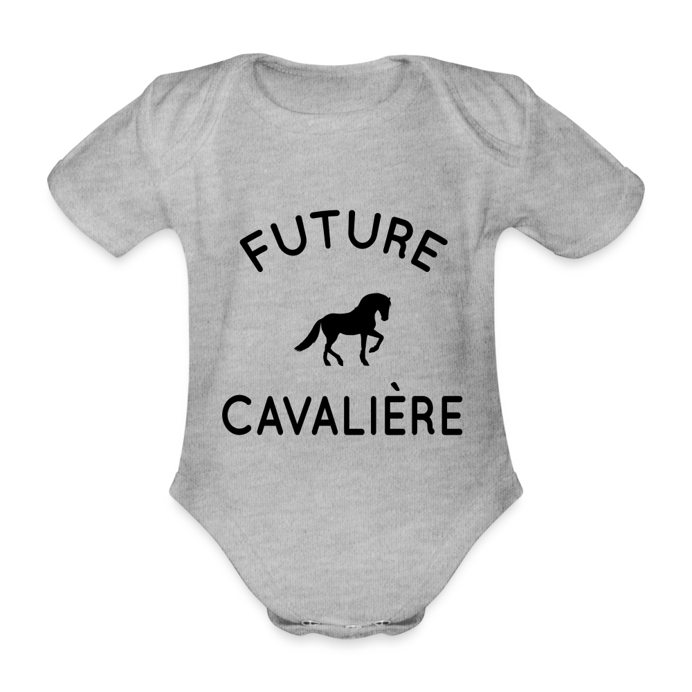 Body Bébé bio manches courtes - Future cavalière - gris chiné