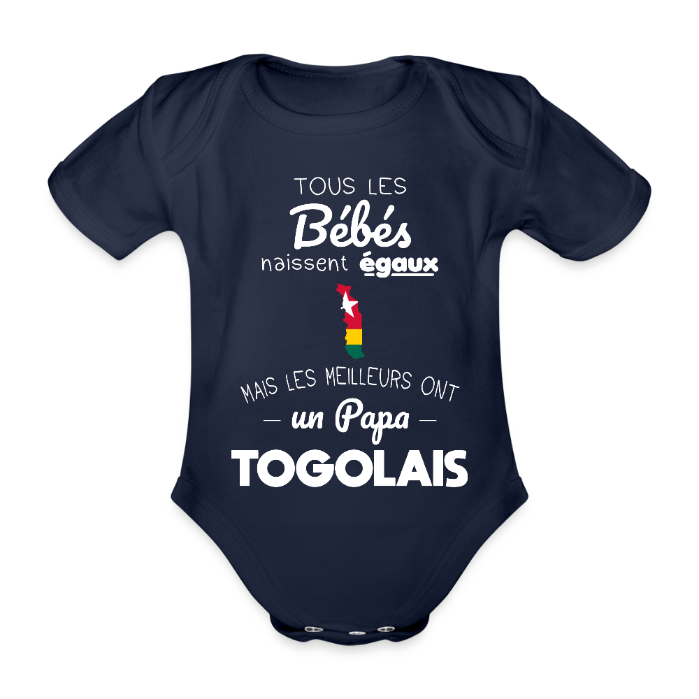 Body Bébé bio manches courtes - Les Meilleurs Ont Un Papa Togolais - marine foncé