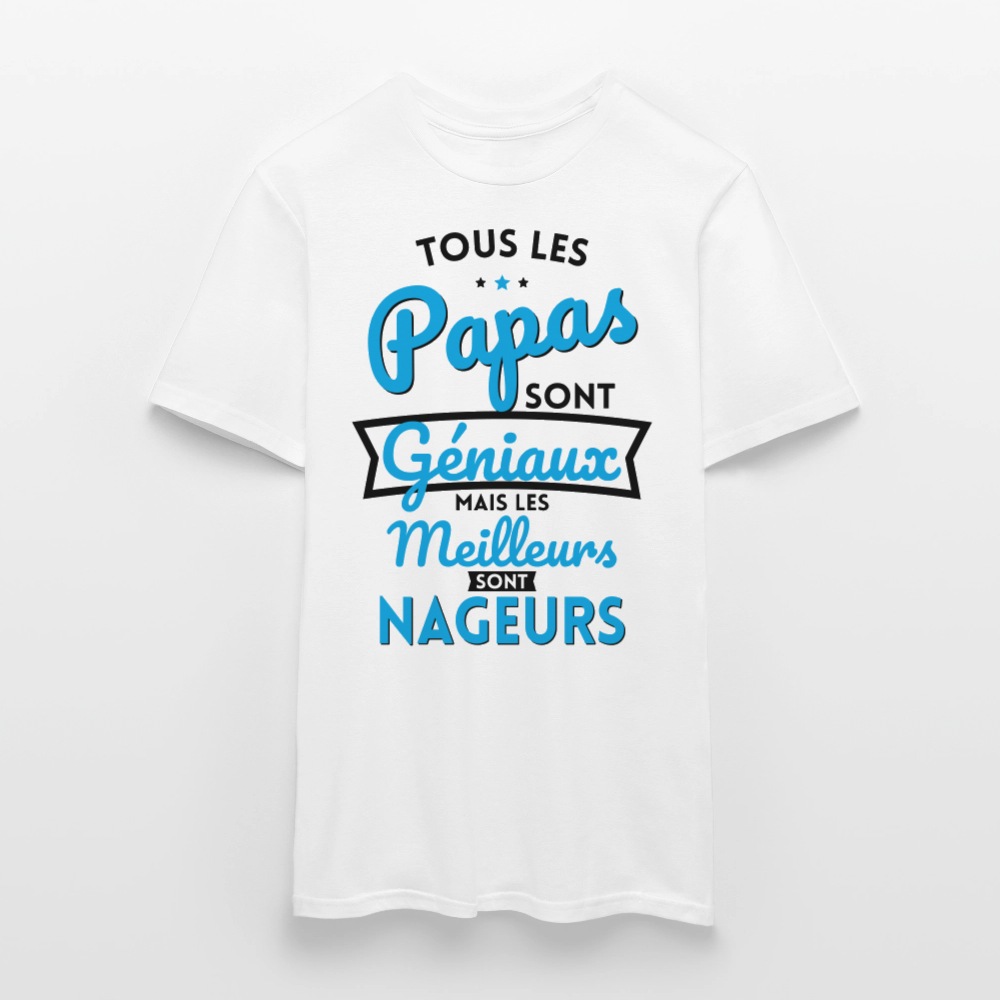 T-shirt Homme - Papas géniaux - Les meilleurs sont nageurs - blanc
