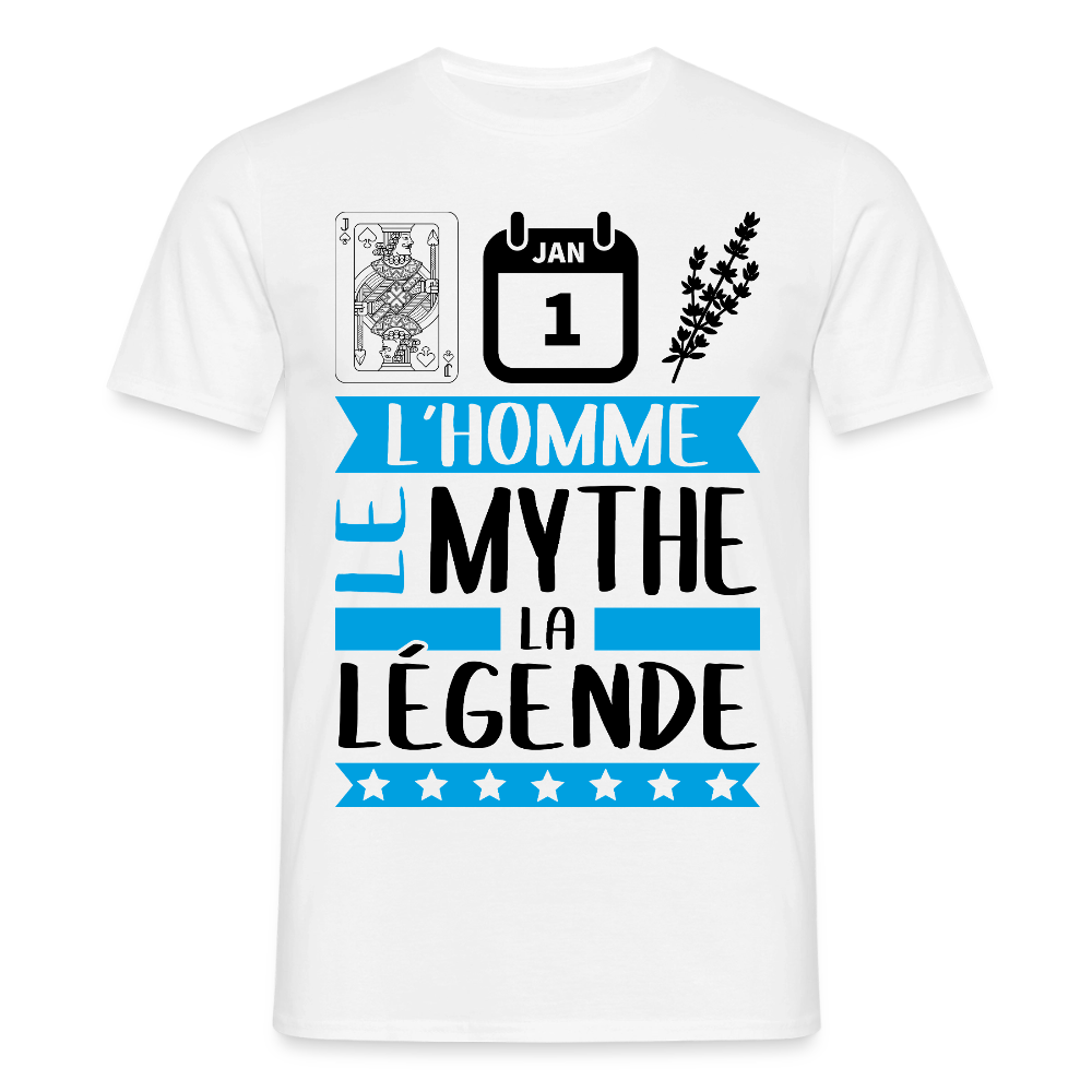 T-shirt homme coloris clair Valentin rébus – L’homme, le mythe, la légende - blanc