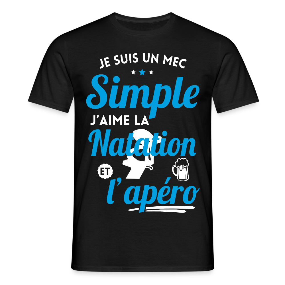 T-shirt Homme - J'aime la natation et l'apéro - noir