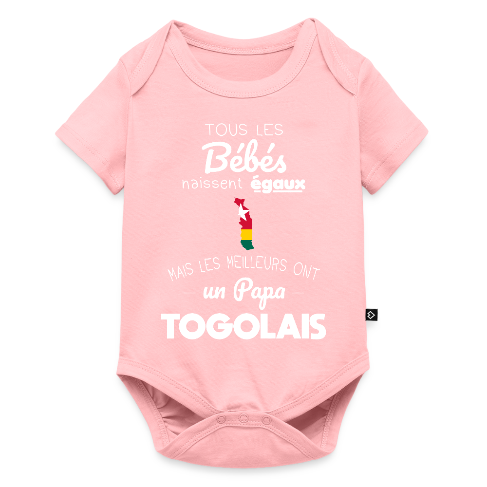 Body Bébé bio manches courtes - Les Meilleurs Ont Un Papa Togolais - rose