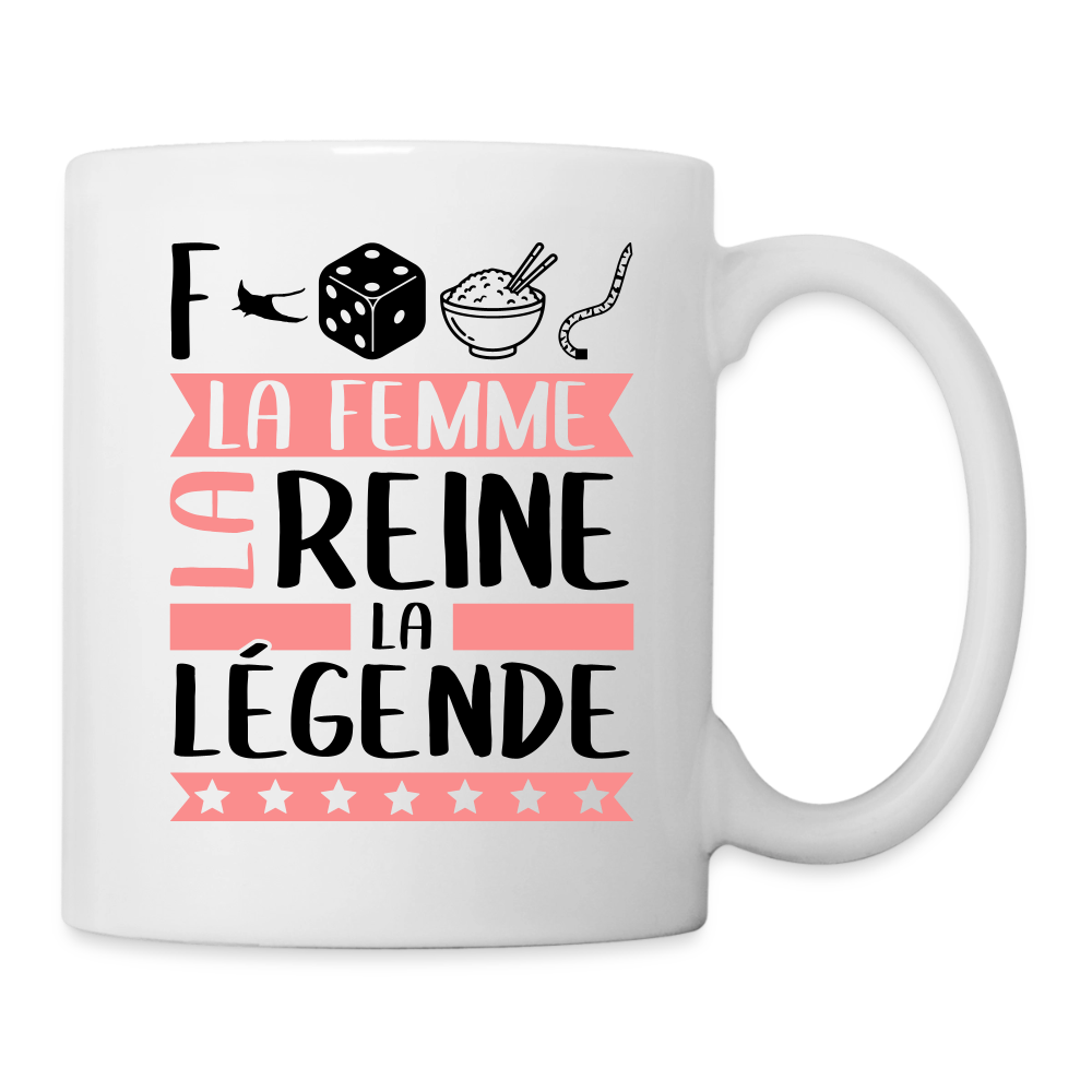 Mug blanc Frédérique rébus – La femme, la reine, la légende - blanc